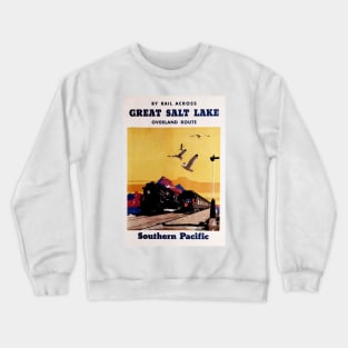 By Rail Across Great Salt Lake Overland Route Utah America USA Vintage Rail Crewneck Sweatshirt